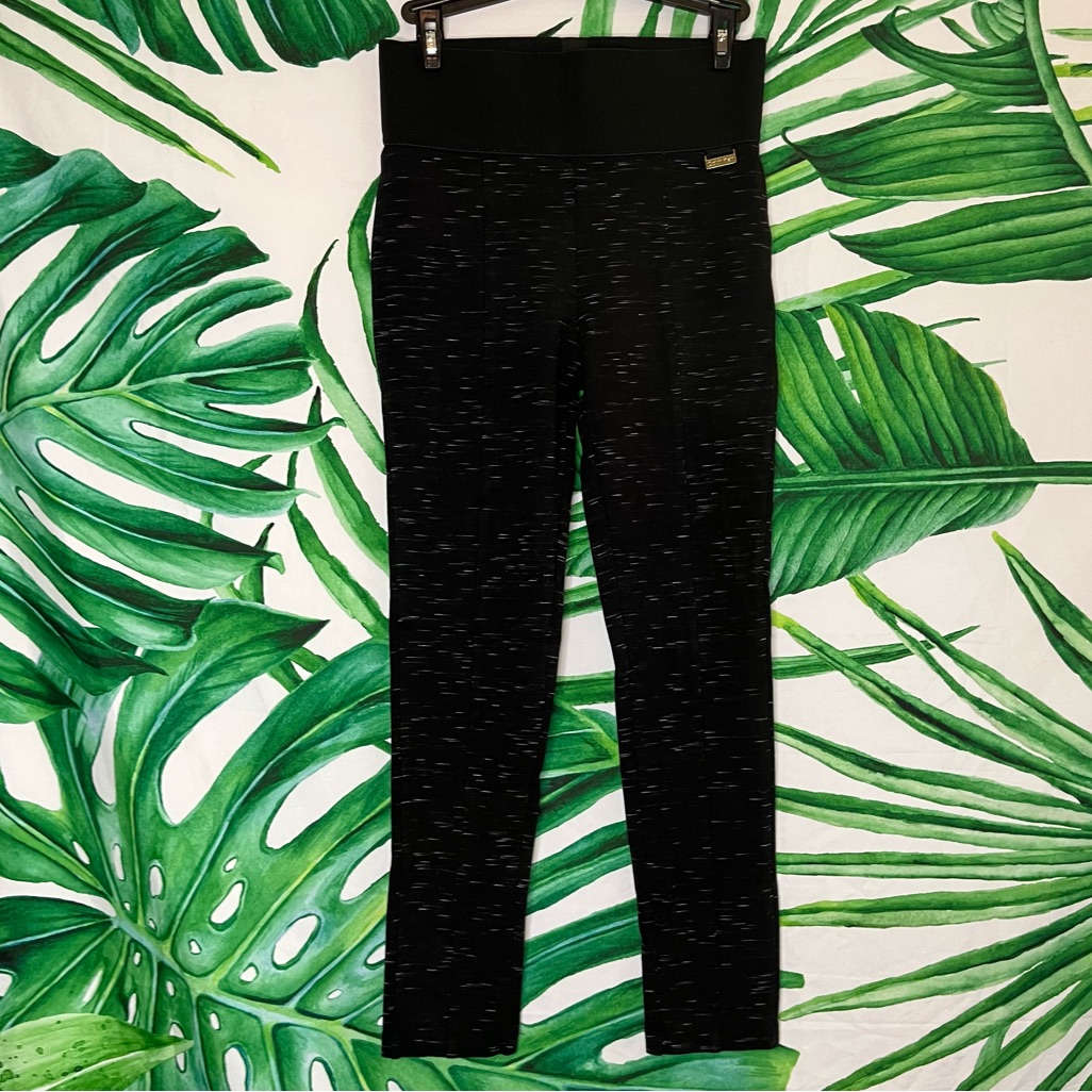 Calvin Klein 26/27 Black Grey Speckled Slim Crop Exercise School Yoga Leggings